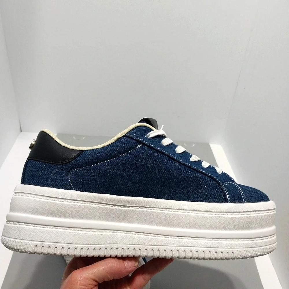 Belos Denim & Glitter Star Platform Sneakers, NWT, Size‎ 9| EUR 40